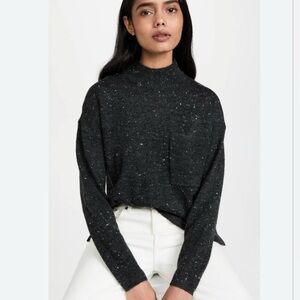 Madewell Donegal Mock-neck Grey Speckled Sweater with Pocket